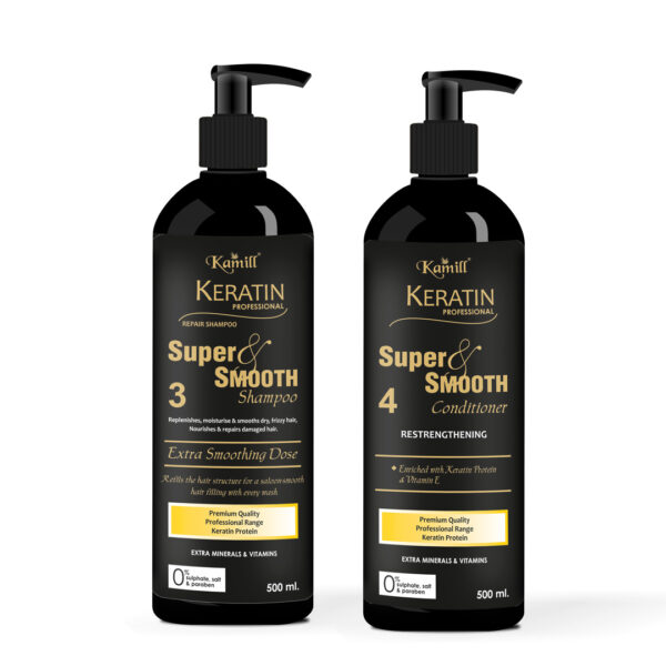 Kamill Keratin Super Smooth Shampoo No. 3 & Conditioner No. 4 – Professional Hair Care Duo