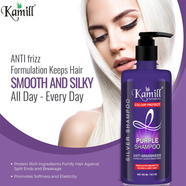 Kamill Professional Color Protect Purple or Silver Shampoo With Anti-Brassiness Formula (500 ml) - Image 3