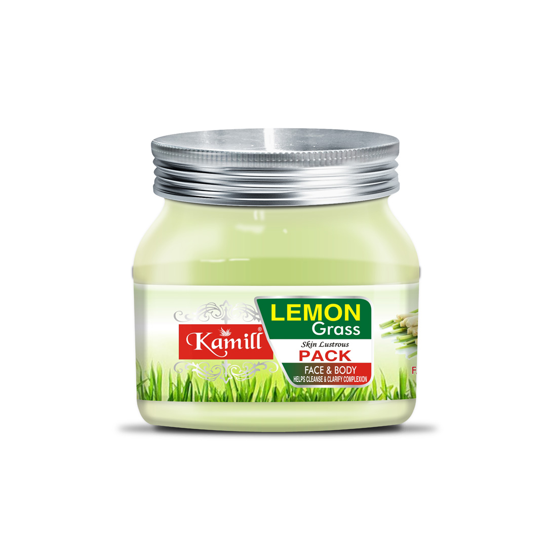 lemongrass face pack, herbal face mask, oil control pack, detox facial pack, Kamill lemongrass skincare, glowing skin pack, tan removal face pack, pore tightening mask, salon facial pack, natural skincare, refreshing face mask, body pack for glow